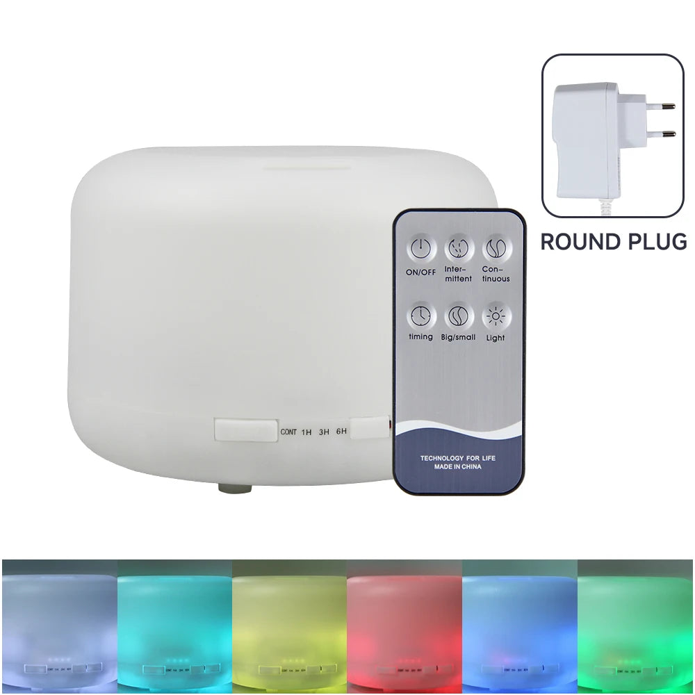 500ml Essential Oil Diffuser Quiet Aroma Mist Diffusers Scent Diffuser Wood Grain Remote Control Ultrasonic Air Humidifier