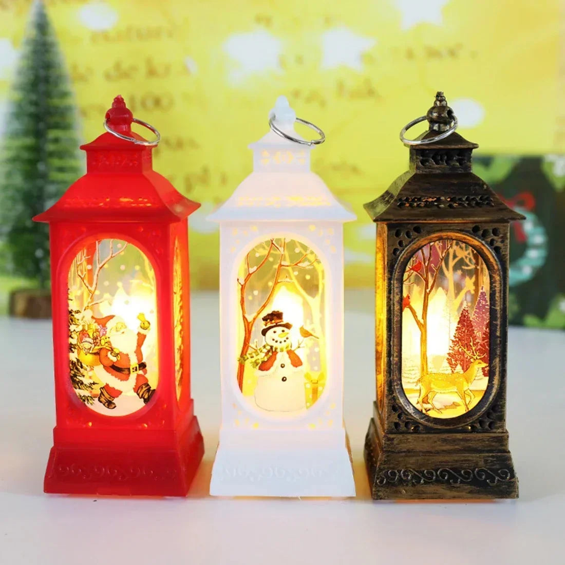 Christmas Home Decoration Products Xmas LED Lantern Candle Decorative Tea Lights Christmas Tree Hanging Ornaments Lights Gifts