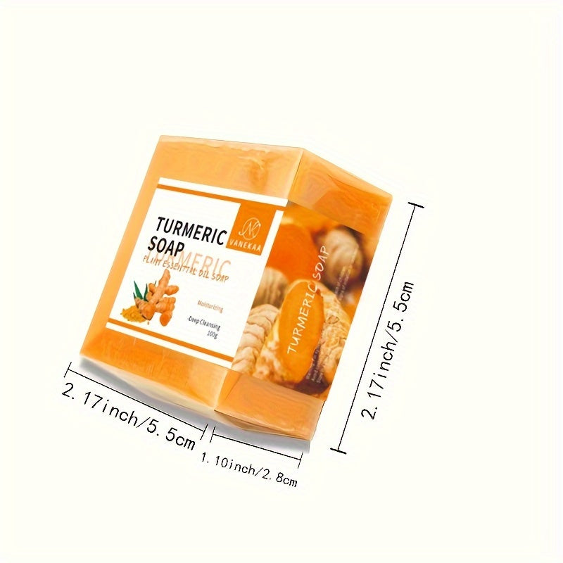 2pcs 100g Turmeric Soap, Essential Oil Handmade Soap, Ginger Soap Bars, Deep Cleansing, Helps Keep Beige Fresh, Rich Lather, Long-lasting Fragrance, Suitable for Face and Body Washing, Unisex, Ideal for Holiday Gifting.