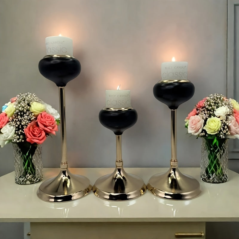 Elegant Golden Metal Candle Holders - Luxurious Tabletop Decor for Weddings, Home, and Special Occasions, Perfect for Christmas, Halloween, Easter, Thanksgiving, Mother'S Day, and Birthday Parties (Candles Not Included), Cand