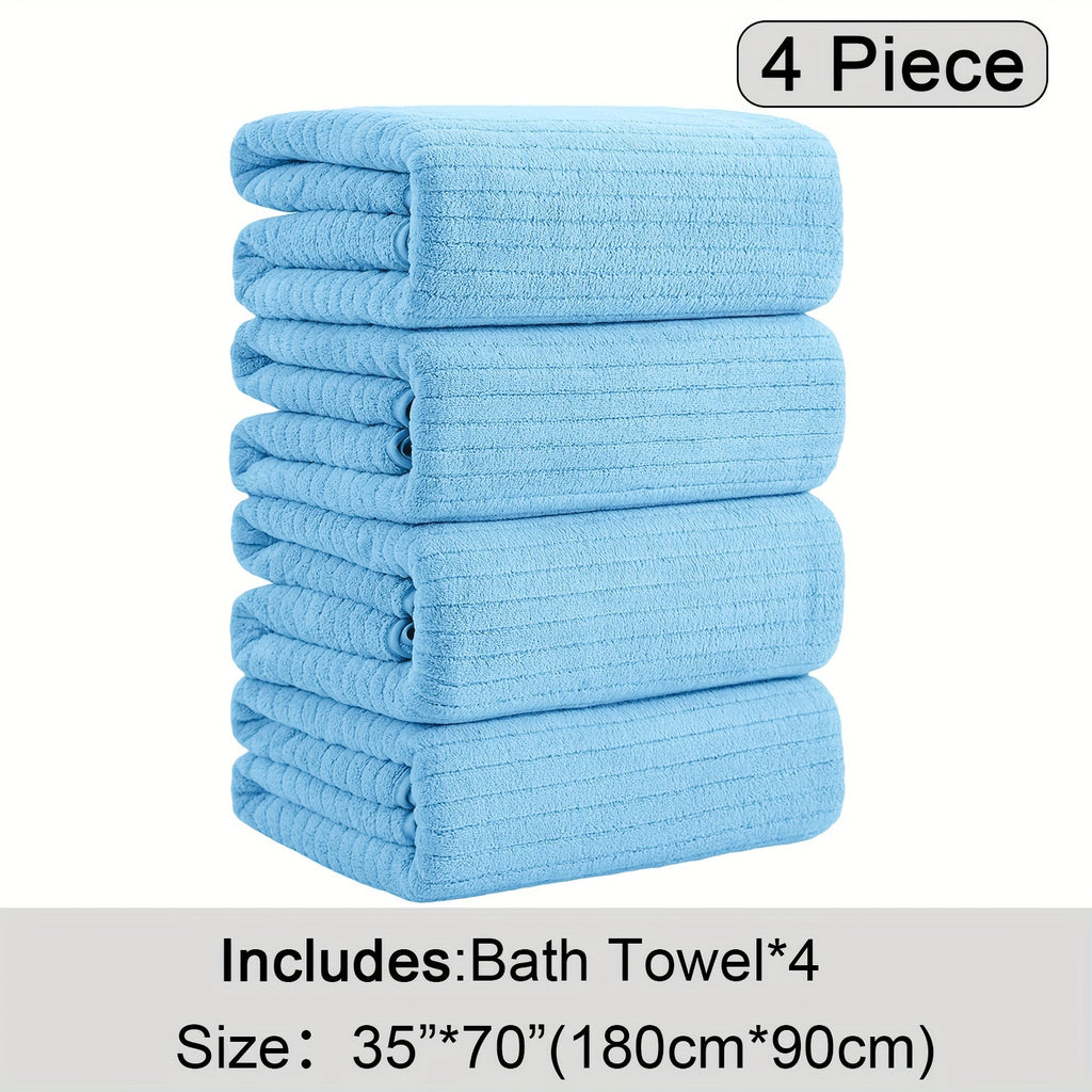 4 Pack Oversized Bath Towels Set, 35"x70" Extra Large Towel Microfiber Absorbent XL Bath Sheet Super Soft Bathroom Towels Set Quick  Plus Size Shower Towels for Family Hotel