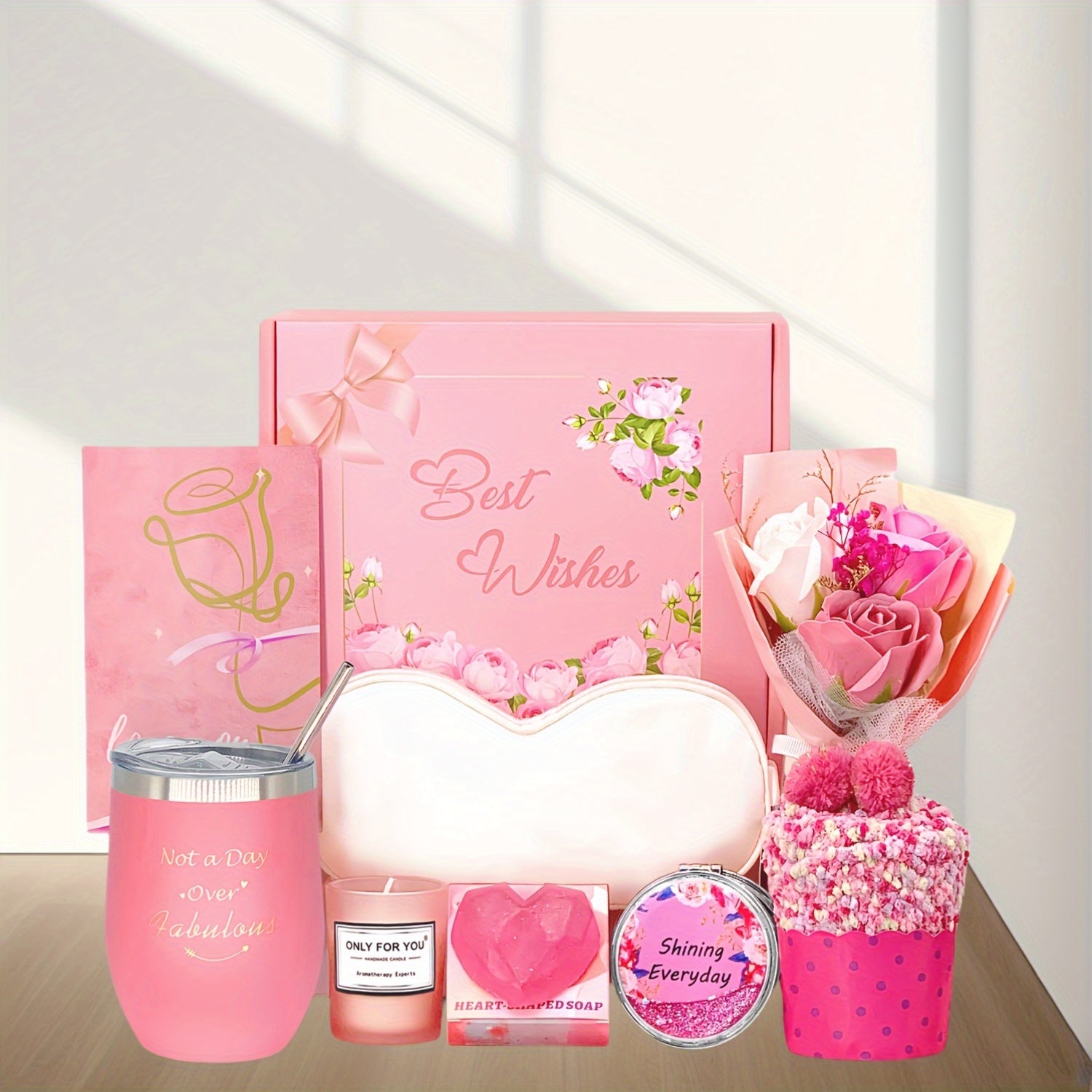 Gifts For Women, Anniversary, Birthday Gifts For Women, Ideal Gifts For Her, Valentine, Bath Care Gift Box Set - Including Cup, Candles, Self Care Spa Gift Basket, Sister, Best Friend