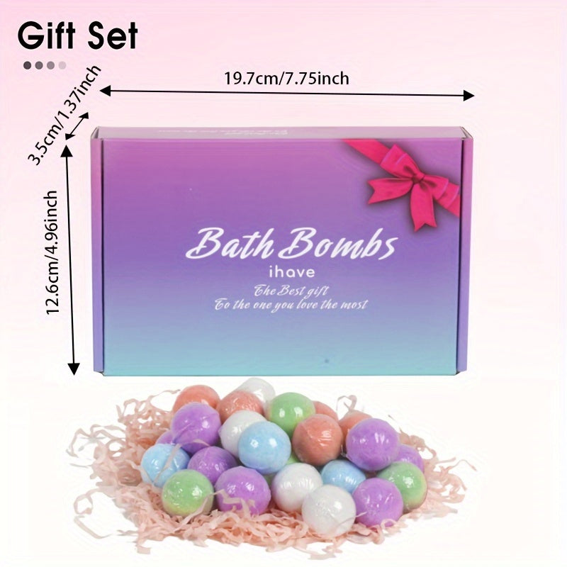 Bath Bombs Gift for Women, 24pcs Handmade Bubble Bath Fizzes Rich in Essential Oils, Perfect for Wife, Girlfriend, Sisters on Birthday, Christmas, Anniversary, Valentine's Day, Best for Christmas