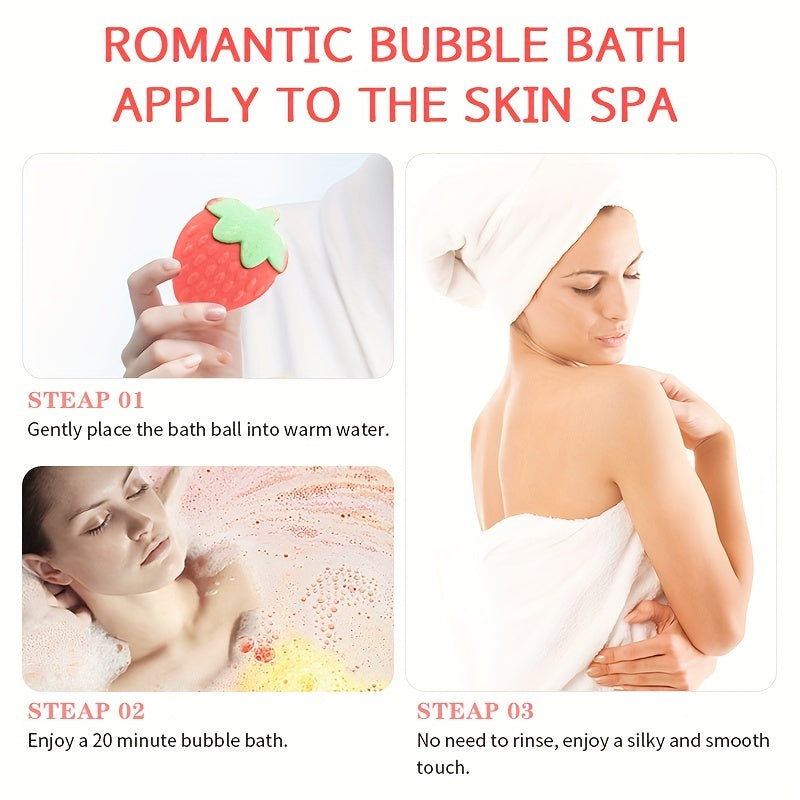 Strawberry Bliss Bath Bomb - Soothing Bubble Bath Experience, Perfect for All Skin Types, Ideal Gift for Girlfriend or Family