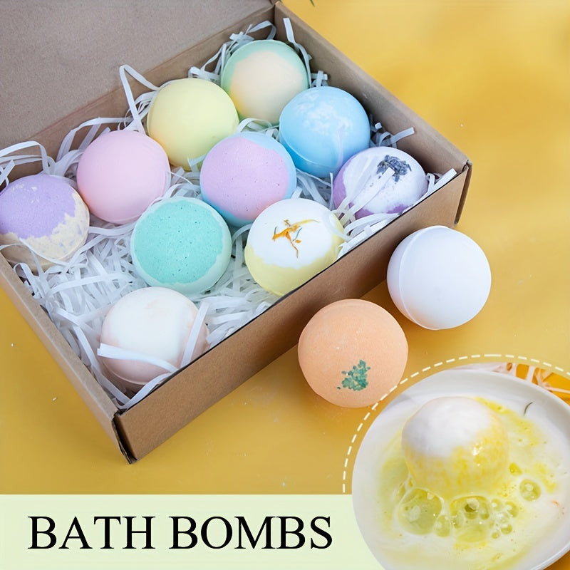 12 Pack Aromatherapy Bath Bombs, Assorted Fragrances, Fizzy Spa Bath Salts Balls, Bubbles For Soak And Skin Care, Gift Set