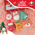 Christmas Holiday Bath Bombs Set for Kids, 6-Pack with Santa, Reindeer, Snowman, Stocking, Bell & Tree Designs, Rose Scented, Normal Skin, Emulsion Bath Salts with Essential Oils, Ideal Christmas Gift for Boys, Girls & Women