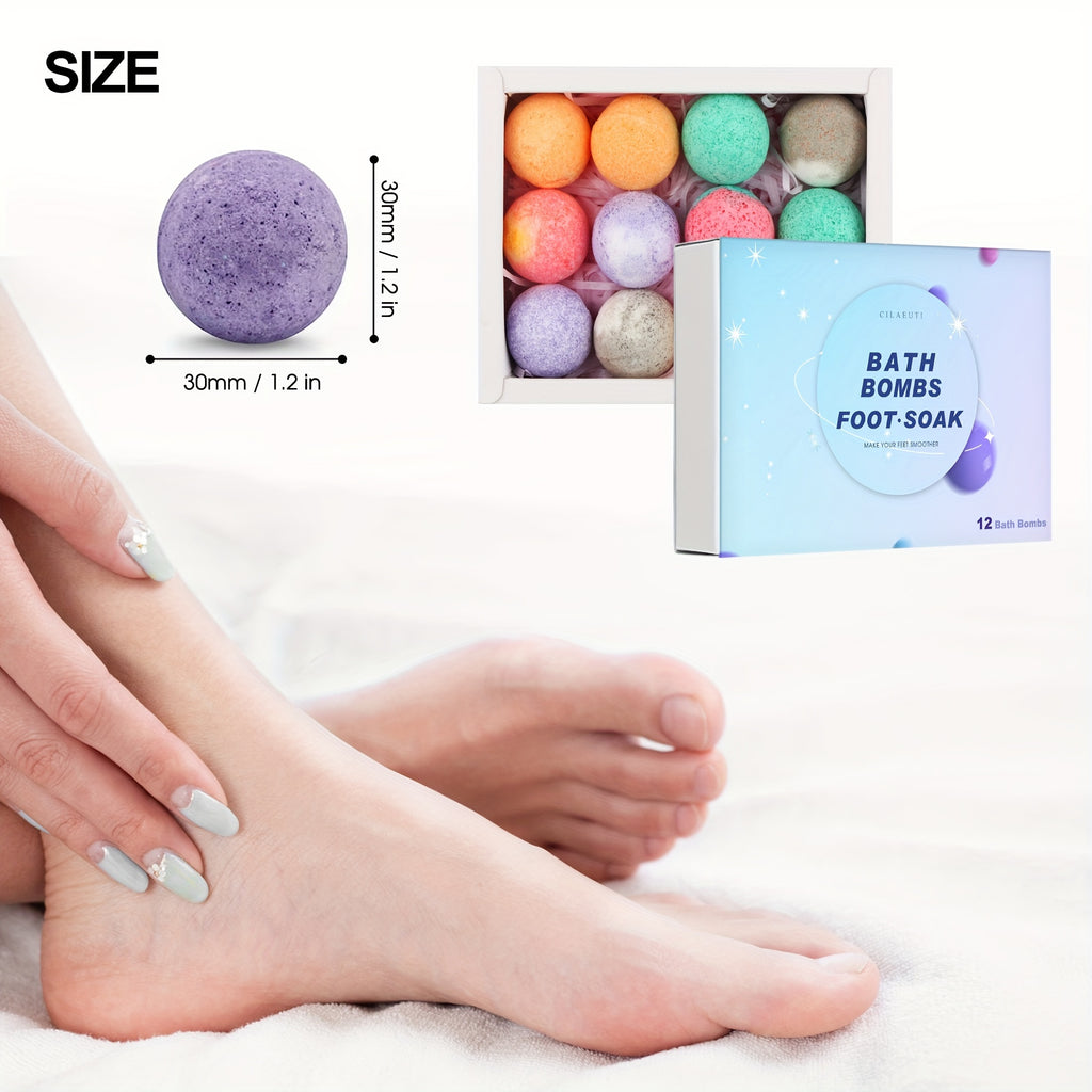 CILAEUTI 12 Bath Bomb Gift set, moisturizing and peeling dry skin, bath ball with essential oils and bath salts, handmade bubble ball perfect for bubble and relaxing bath, ideal birthday gift