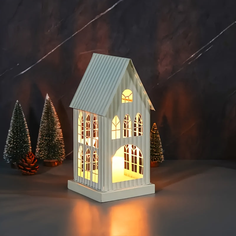 1pc Elegant Metal House Candle Holder with Gothic Windows - Ideal for Indoor/Outdoor Decor, Perfect for Christmas, Halloween, Weddings and More, Candle Not Included, Gothic Home Decor | Gothic Window Design | Perfect Christma