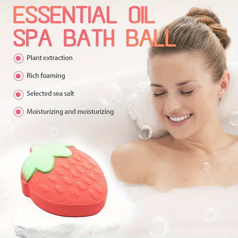 Strawberry Bliss Bath Bomb - Soothing Bubble Bath Experience, Perfect for All Skin Types, Ideal Gift for Girlfriend or Family