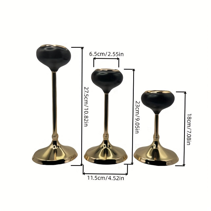 Elegant Golden Metal Candle Holders - Luxurious Tabletop Decor for Weddings, Home, and Special Occasions, Perfect for Christmas, Halloween, Easter, Thanksgiving, Mother'S Day, and Birthday Parties (Candles Not Included), Cand