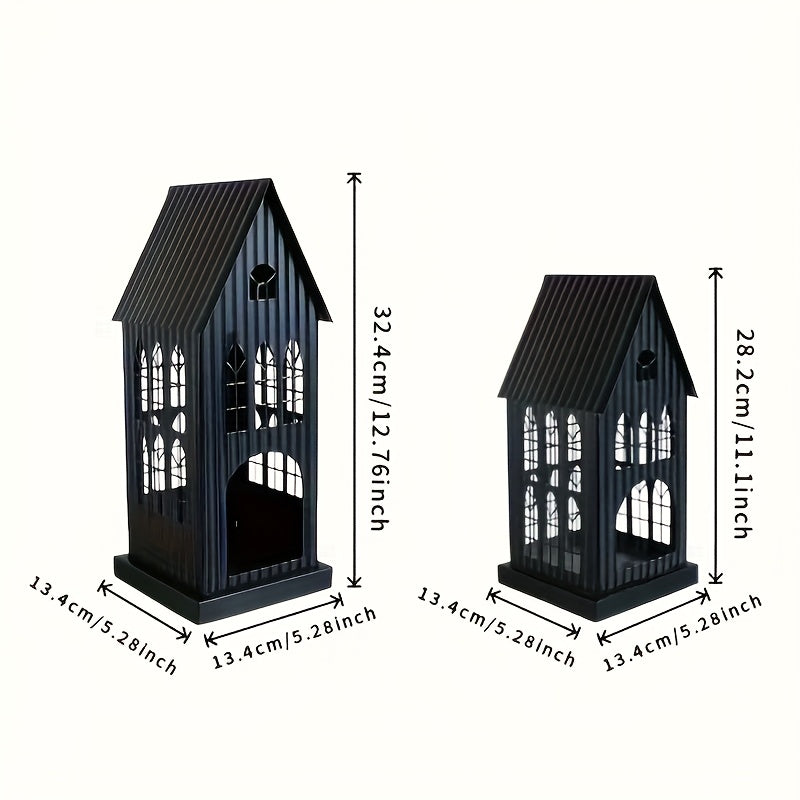 1pc Elegant Metal House Candle Holder with Gothic Windows - Ideal for Indoor/Outdoor Decor, Perfect for Christmas, Halloween, Weddings and More, Candle Not Included, Gothic Home Decor | Gothic Window Design | Perfect Christma
