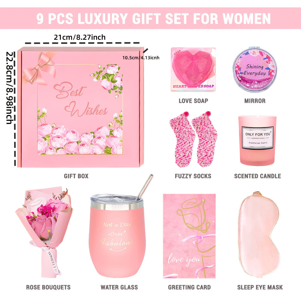 Gifts For Women, Anniversary, Birthday Gifts For Women, Ideal Gifts For Her, Valentine, Bath Care Gift Box Set - Including Cup, Candles, Self Care Spa Gift Basket, Sister, Best Friend
