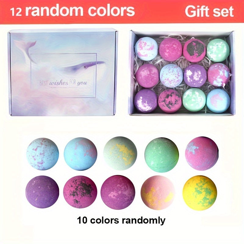 12 Pack Bath Bombs with Essential Oils for Relaxation, Moisturizing Exfoliating Spa Bath Fizzies, Handmade Bubble Bath Gift Set for Birthday, Mother's Day - Lavender Scented, Suitable for Combination Skin