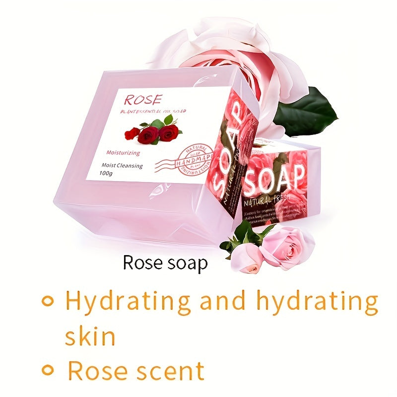 Rose Soap Handmade with Essential Oils, Deep Cleansing Foam Rich in Lather, Suitable for Face and Bath, Unisex for All Skin Types, Natural Soap Bar|Floral Scented Soap|Rose Scented Soa