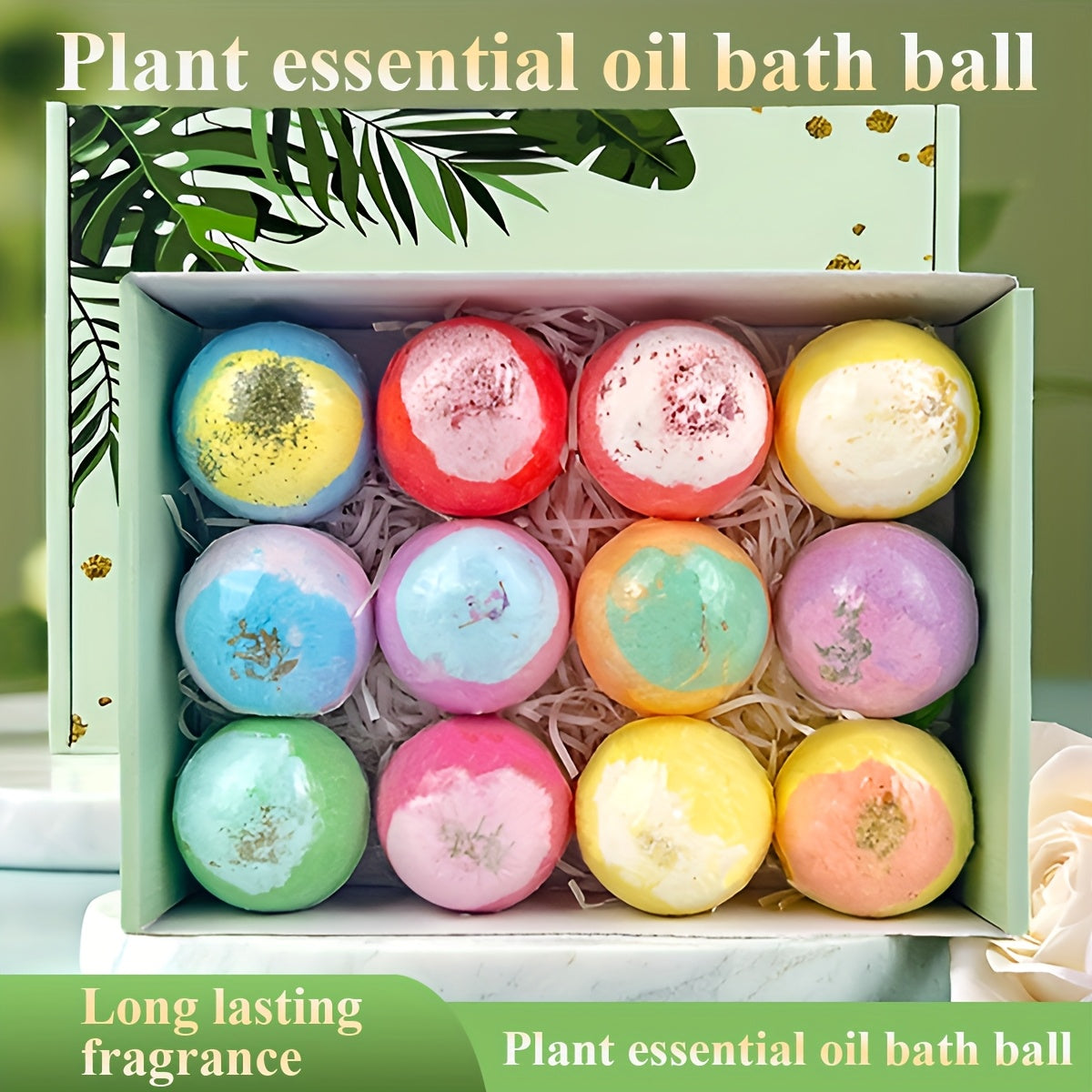 12pcs Extra-Large Bubble Bath Bomb Gift Set Large Capacity Mixed Essential Oil Bubble Salt Bath Balls, Featuring 12 Different Aromatic Scents| Ideal For Christmas GIft or Birthday Gift