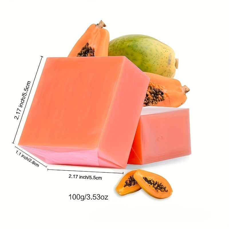2-Pack Papaya Set, Handmade Soap with Cetrimonium Chloride and Jojoba Oil, Fine Lather and Texture, Rich Foam, Facial and Bath Soap for All Light Beige Types, Unisex