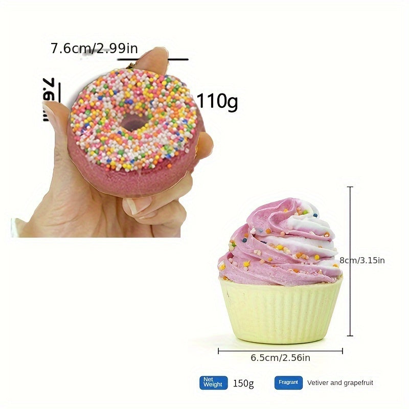 1pc Scrumptious Dessert-Shaped Bath Salt Bomb - Luxurious Moisturizing & Exfoliating Fizzy Ball for Dry Skin Care - Indulge in a Revitalizing, Bubble Bath Spa Experience