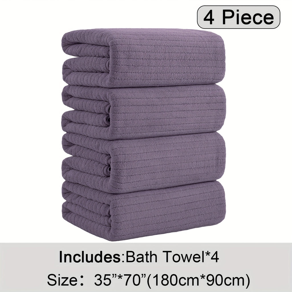 4 Pack Oversized Bath Towels Set, 35"x70" Extra Large Towel Microfiber Absorbent XL Bath Sheet Super Soft Bathroom Towels Set Quick  Plus Size Shower Towels for Family Hotel