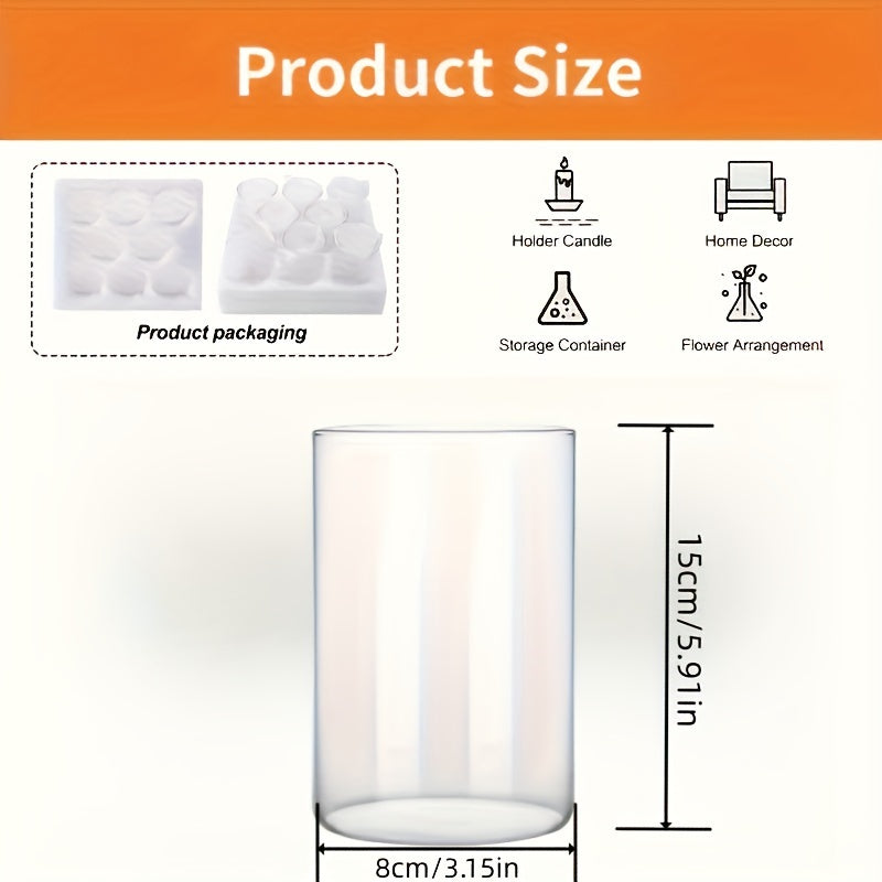 16pcs Elegant Glass Cylinder Candle Holders - Ideal for Wedding Centerpieces, Floral Displays & Candlelight Dinners, Polished Finish, Perfect for Home & Event Decorations, Festive Candlelight|Sleek Cylindrical Design|Clear Gl