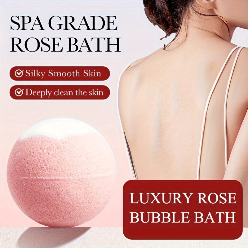 1pc Rose Bath Bomb, 100g Deep Clean Body Bath Salt, Gentle Skin, Neutral pH 6.0-6.6, Bubble Bath Salt for Shower Accessories, Beauty & Personal Care