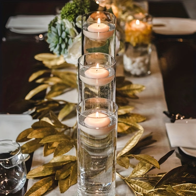 16pcs Elegant Glass Cylinder Candle Holders - Ideal for Wedding Centerpieces, Floral Displays & Candlelight Dinners, Polished Finish, Perfect for Home & Event Decorations, Festive Candlelight|Sleek Cylindrical Design|Clear Gl