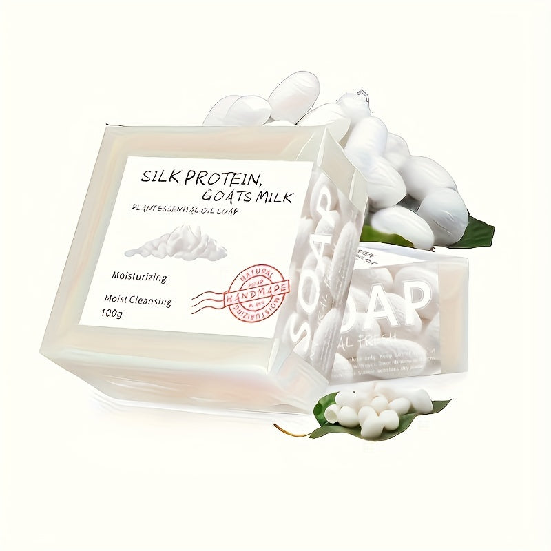 4pcs*100g Protein Milk Handmade Soap, Moisturizing and Brightening Light Beige, Deep Cleanse, Rich and Dense Foam, Brightens Light Beige, Smooths Light Beige, Suitable for Washing Face and Bathing, Men and Women