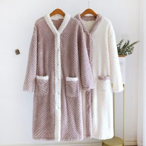 Cozy Coral Velvet Spa Night‑Robe